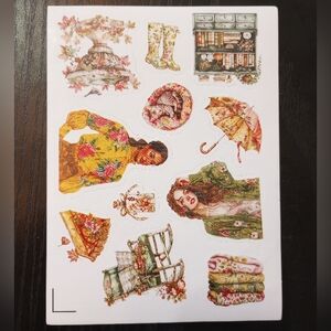 Vintage Floral Cottagecore Sticker Sheet Spring Summer Autumn Tones